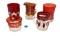 Five pieces of antique red souvenir glass