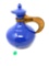 Vintage periwinkle tea pot with wooden handle, 565