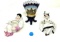 Two antique Germany porcelain figurine dishes and an Iowa State Capitol vase