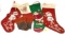 Vintage Christmas stockings and a pair of mittens