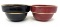 Two antique USA black and cranberry crock bowls