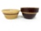 Two antique brown and tan crock bowls