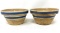 Two antique crock bowls with blue rings