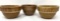 Three antique brown USA crock bowls