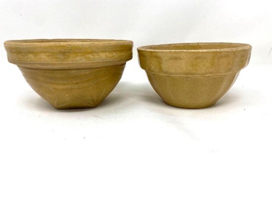 Two antique crock bowls