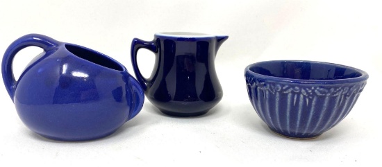 Vintage blue creamer, sugar and bowl