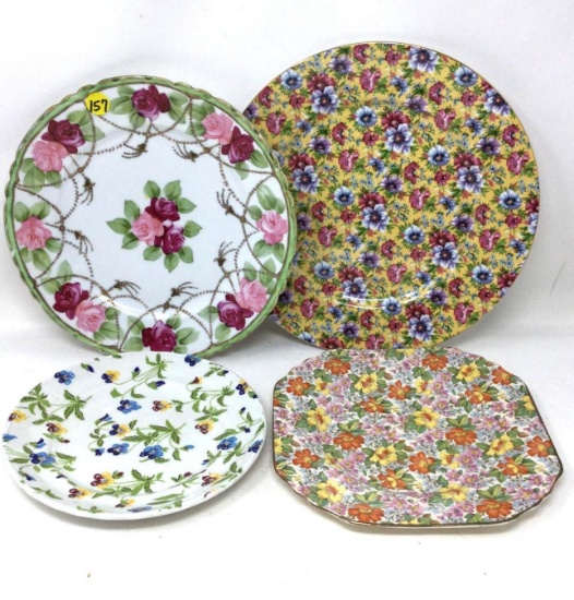Antique decorated plates Longton England, Nippon and others
