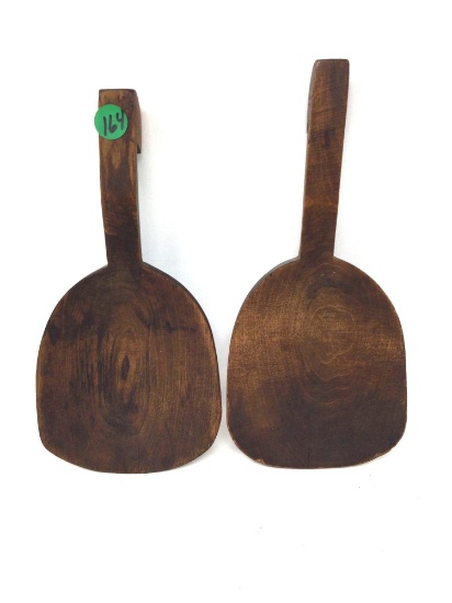 Primitive antique wooden butter paddles with hooks