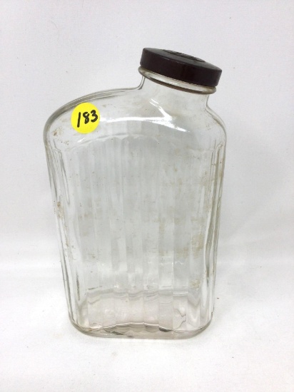 Vintage glass water bottle with lid