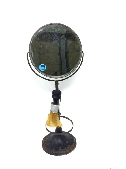 Antique shaving mirror and brush