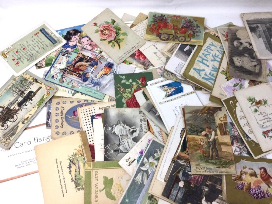 Antique postcards some blank some with writing and postage