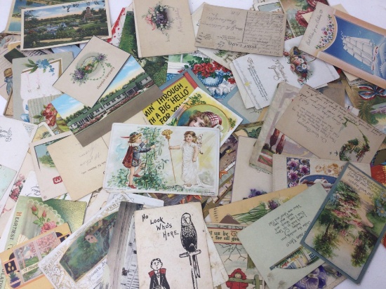 Antique postcard some with writing and postage