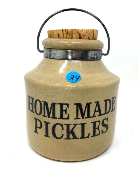 Vintage Moira Pottery Co, England Homemade pickles crock jar with handle