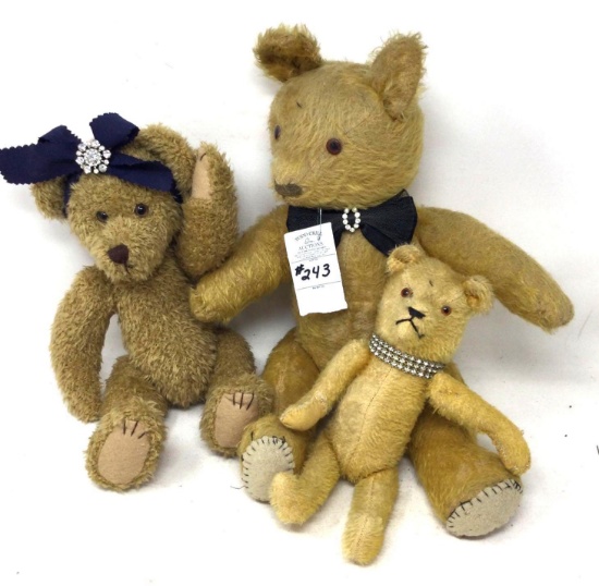Three vintage stuffed bears
