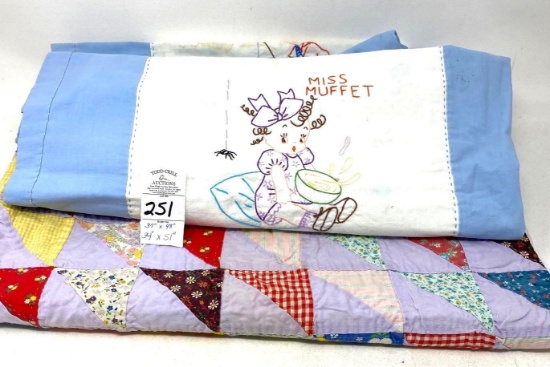 Two hand stitched quilts - one nursery rhyme