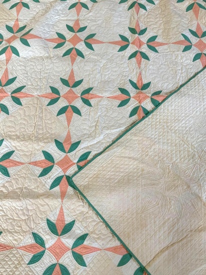 Green and orange quilt