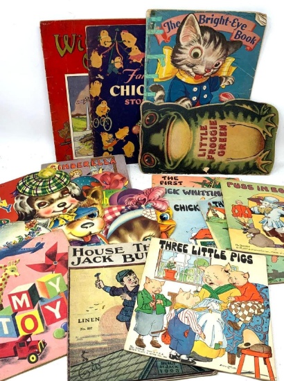 Vintage children"s books, some cloth
