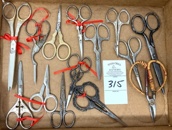 Flat of antique scissors