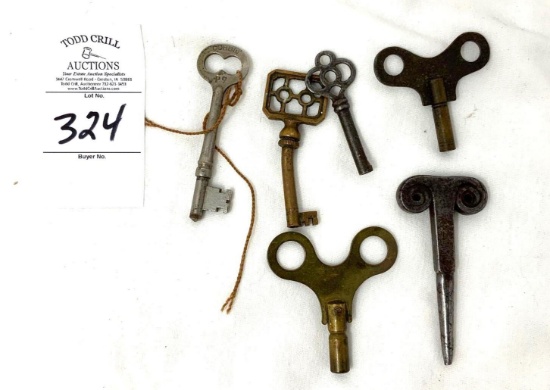 Antique clock and skeleton keys