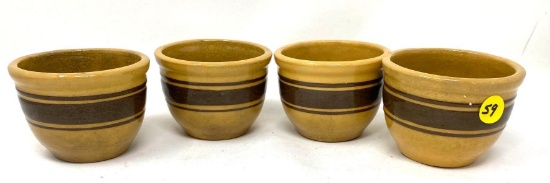Four vintage stoneware bowls