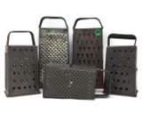 Five antique graters