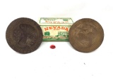 Antique butter presses and Nevada Iowa butter box