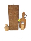 Wooden antique butter mold and pastry cutter