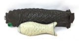 Two antique tin fish molds