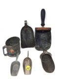 Antique kitchen scoops, sifters and misc.