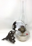 Antique gas lantern with cast iron wall mount and reflector
