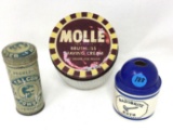 Vintage shaving cream and talcum powder containers