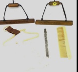 Antique combs, hangers and stockings