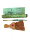 Vintage shoe brush, pen and case