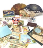 Vintage needle books, advertising fans and more