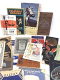 Vintage auction bridge scores, sewing box and more