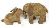 Antique stuffed elephant and a rabbit