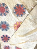 Pink and blue hand quilted quilt