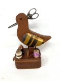 Vintage pin cushion, thread and scissors
