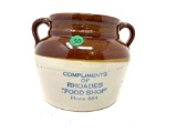 Vintage Rhoades Food Shop crock bean pot