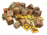 Vintage children's wooden blocks and letters