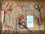 Flat of antique scissors