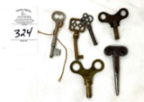 Antique clock and skeleton keys