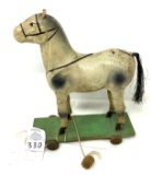 Vintage papier-mche horse on cart