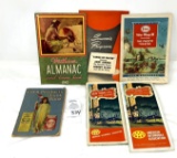 1942 Watkins Almanac, corn products cook book, New York maps, World Map III Pacific theater