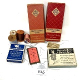 Vintage Coats and Clarks empty sewing boxes, Sears Roebuck and Handy Midget darning cotton box