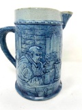 Krenning Glass Co., St Louis Blue and gray stoneware pitcher