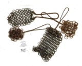 Four antique primitive cast iron pot scrubbers