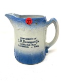 CW Davenport Co, Gladbrook Iowa vintage stoneware pitcher