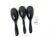 Three black antique egg sock darners