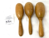 Three antique egg shaped sock darner
